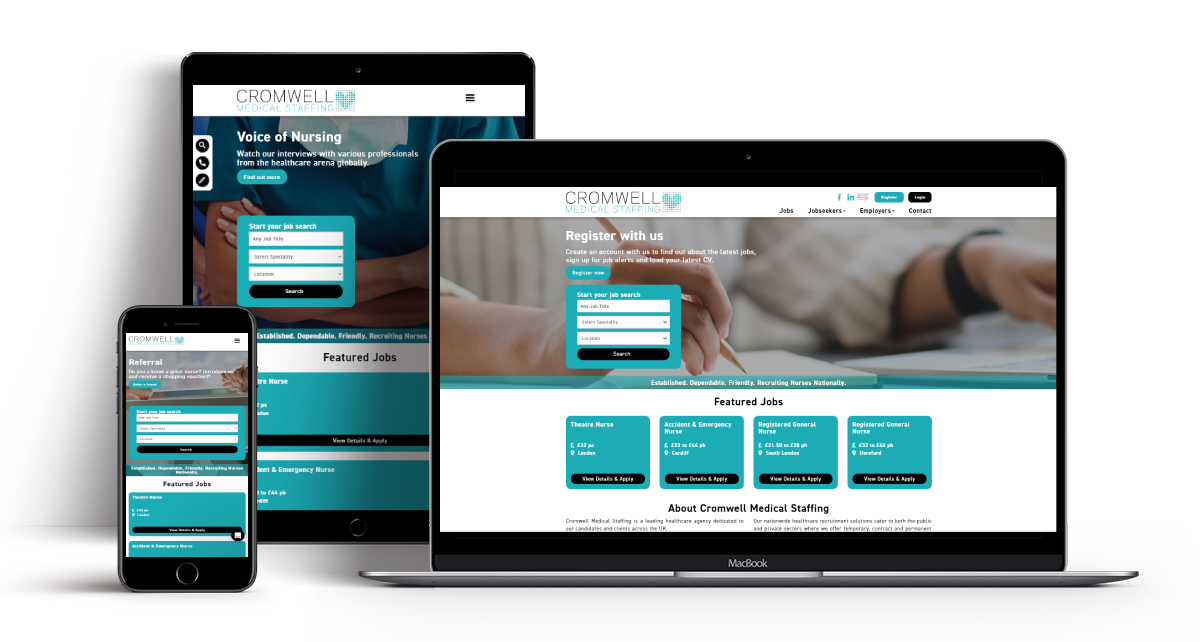 Cromwell Medical Staffing, careers websites, recruitment websites and job board web design by Recruitive